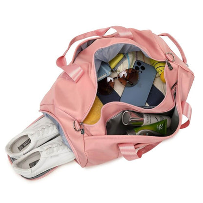 Large Black & Pink & Beige Duffle Bag