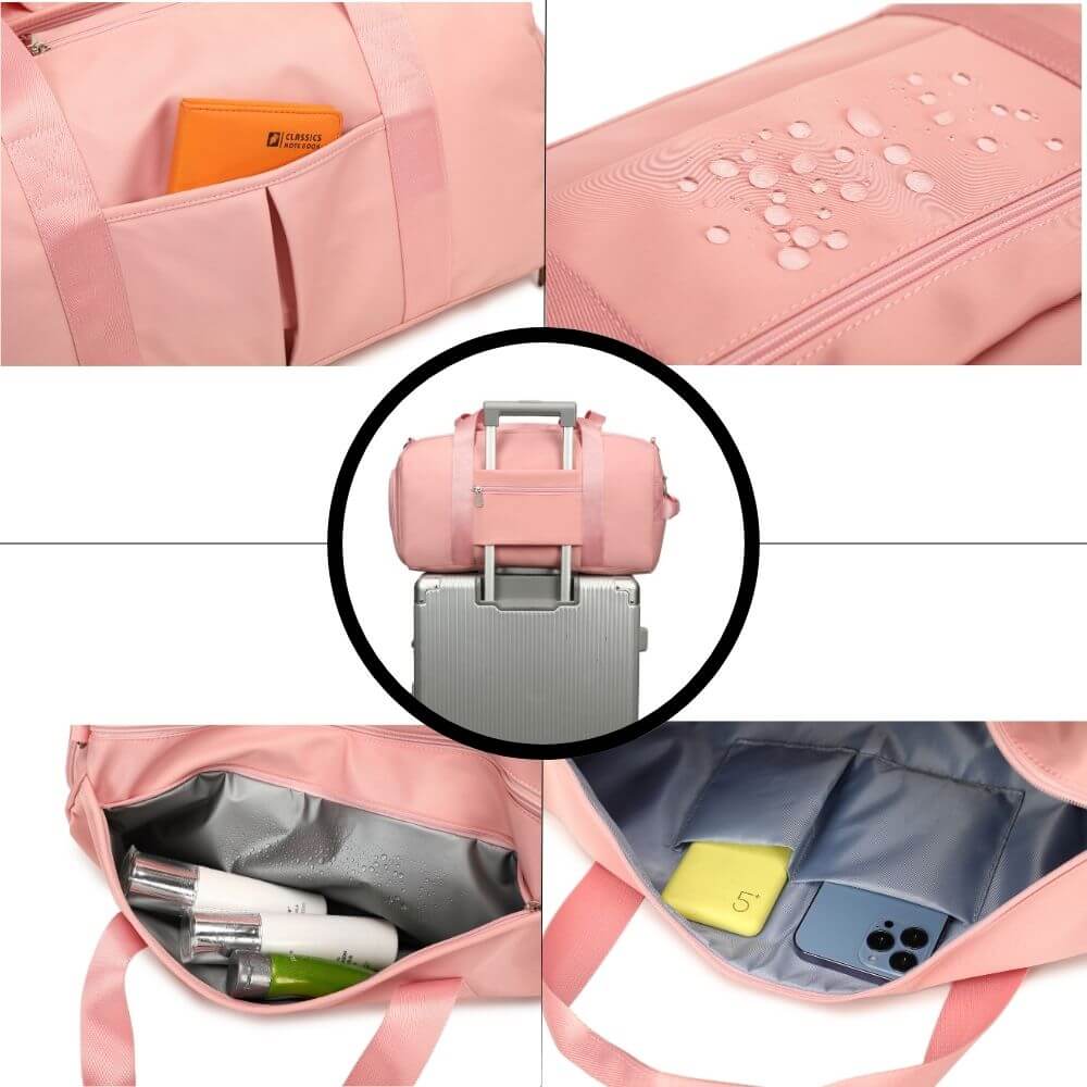 Large Black & Pink & Beige Duffle Bag