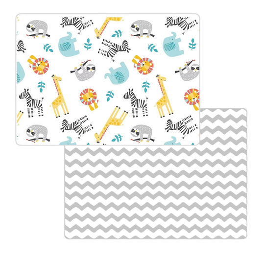 180x150x1 cm Foldable Baby Playmat with Carry Bag - Africa Animals & Curve Both Sides-G