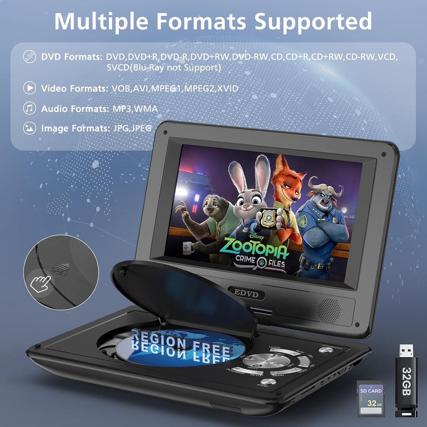 Portable DVD Player 9.8"