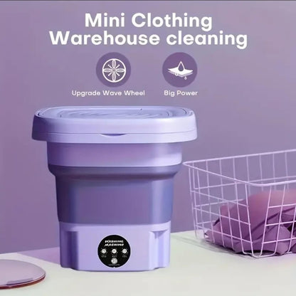 8L Foldable Washing Machine Mini Underwear Laundry Machine (Purple)