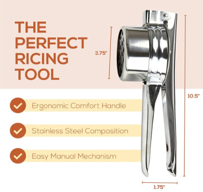 Stainless Steel Potato Ricer 3 Interchangeable Discs for Fine Medium & Coarse