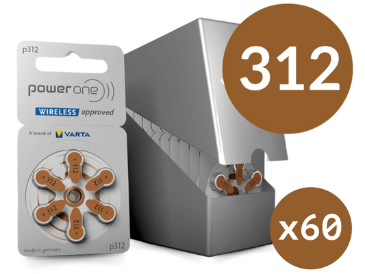 Power one P312 size 312 Hearing Aid Batteries 60 Pack