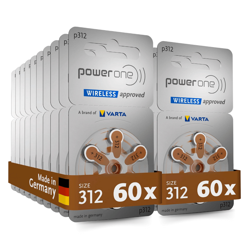 Power one P312 size 312 Hearing Aid Batteries 60 Pack