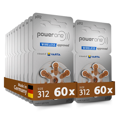 Power one P312 size 312 Hearing Aid Batteries 60 Pack
