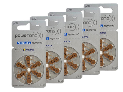 Power one P312 size 312 Hearing Aid Batteries 60 Pack