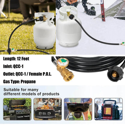 Propane Tank Hose Extension with Gauge