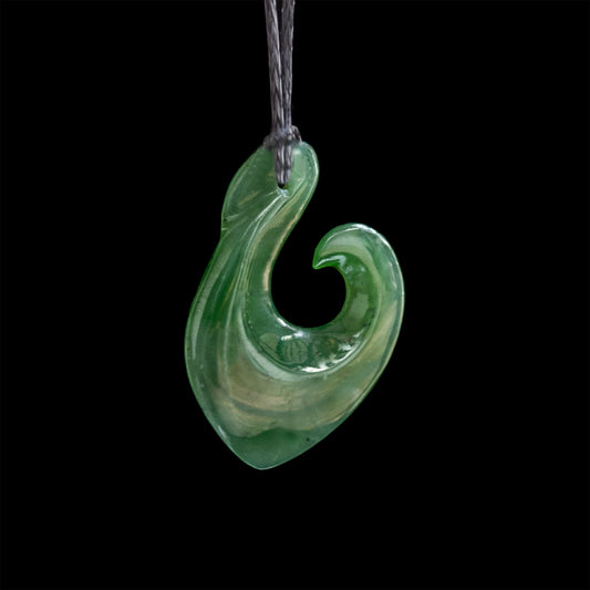medium Hei Matau - Hook, handcrafted jade pendant