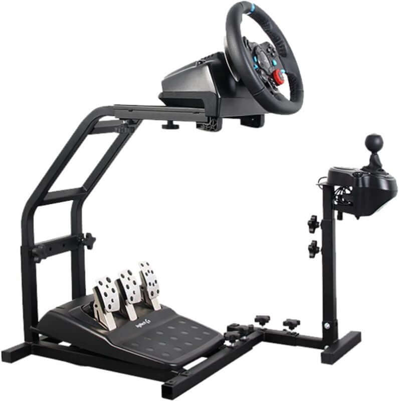Adjustable height racing wheel stand