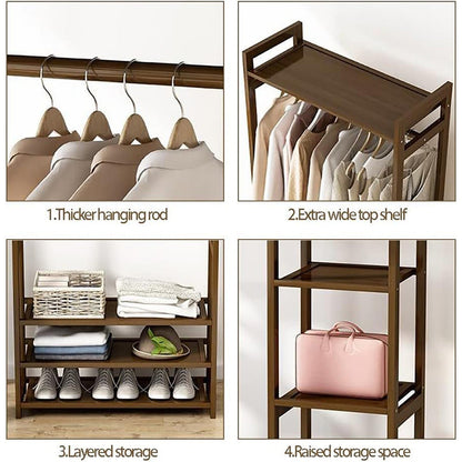 Bamboo Wardrobe Clothes Rack Wardrobe Organiser