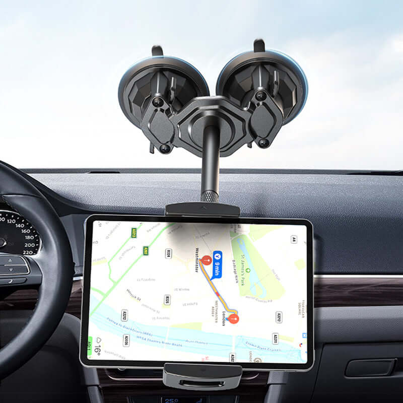 Aluminum Tablet iPad Dual Suction Strong Cup Car Mount Holder
