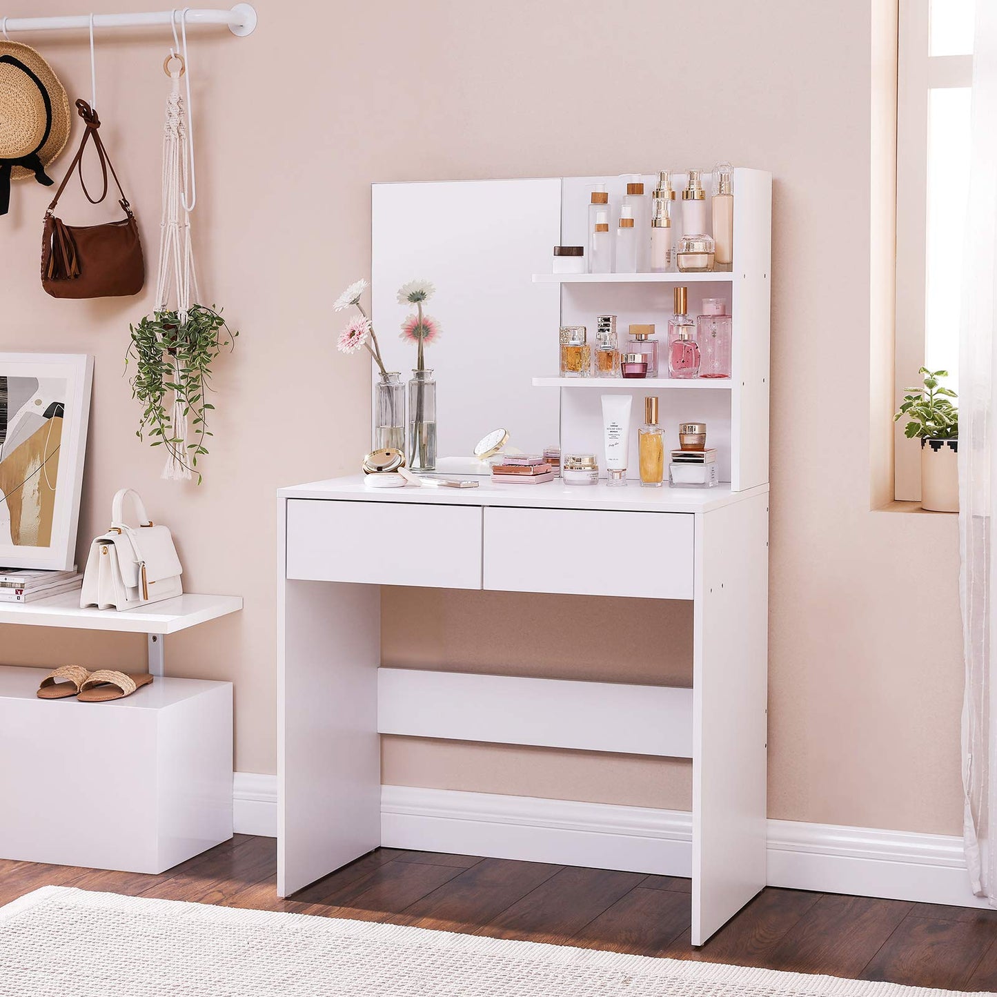 VASAGLE Dressing Table With Mirror