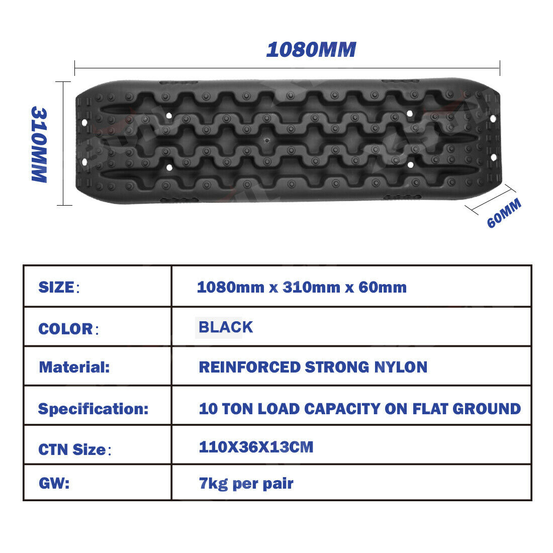 Recovery Tracks X-BULL – 3rd Gen Traction Boards for Sand Mud Snow 4WD Black