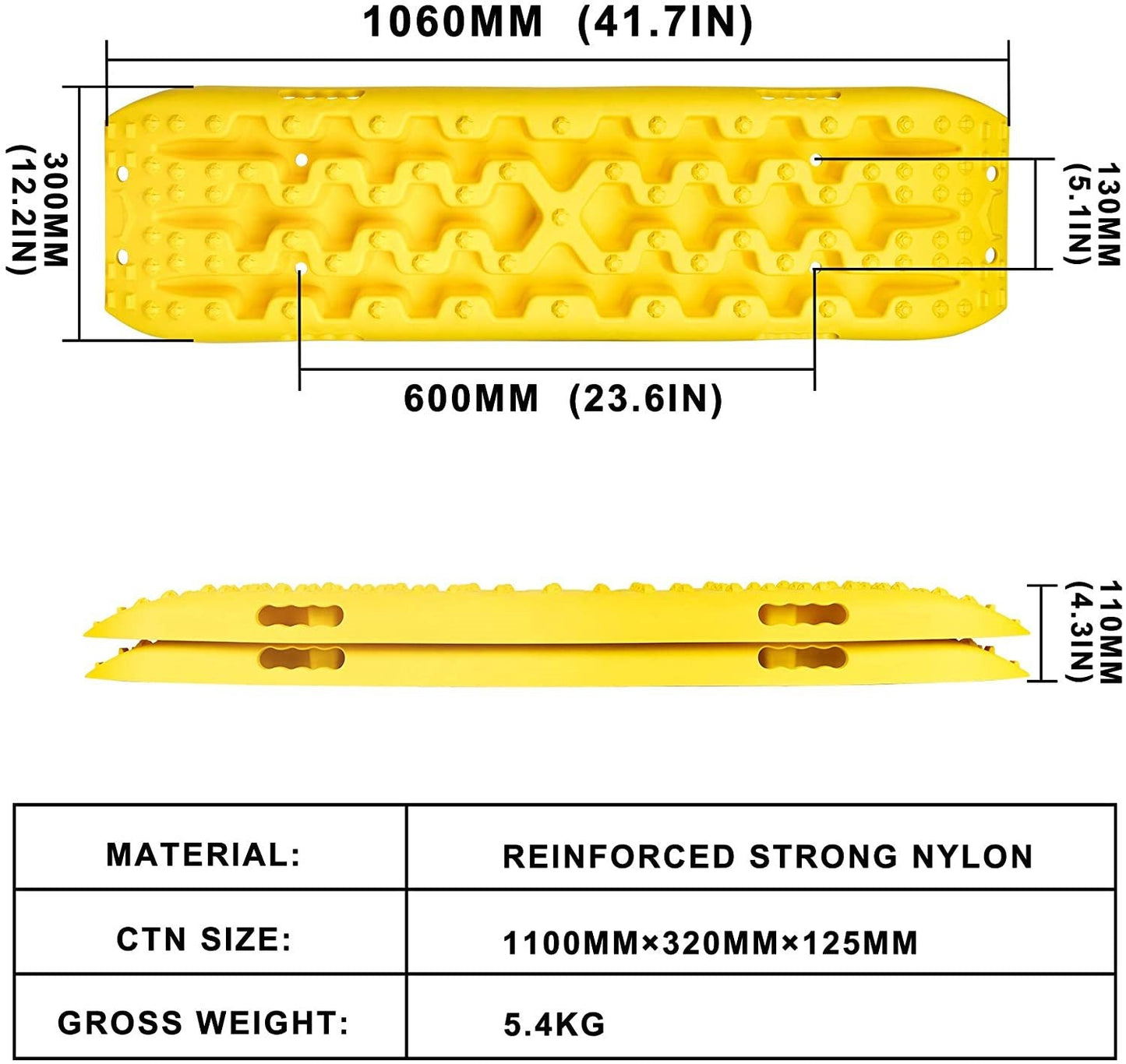 Recovery Tracks Sand Mud Snow Track Tire Ladder 4WD (3Gen, Yellow)