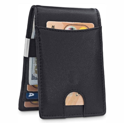Minimalist Slim Wallet with Money Clip RFID Blocking Front Pocket Black