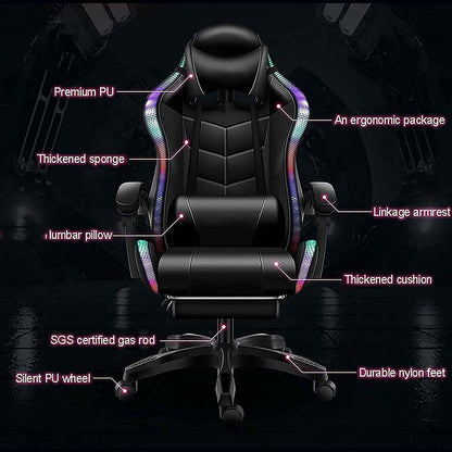 Gaming Chair with Footrest – RGB Gaming Chair with Speakers & Lights