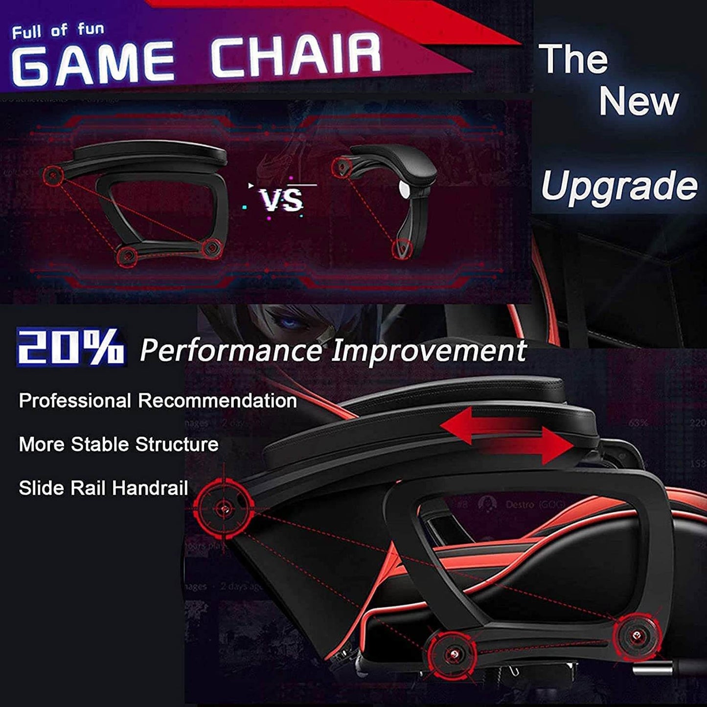 Gaming Chair with Footrest – RGB Gaming Chair with Speakers & Lights