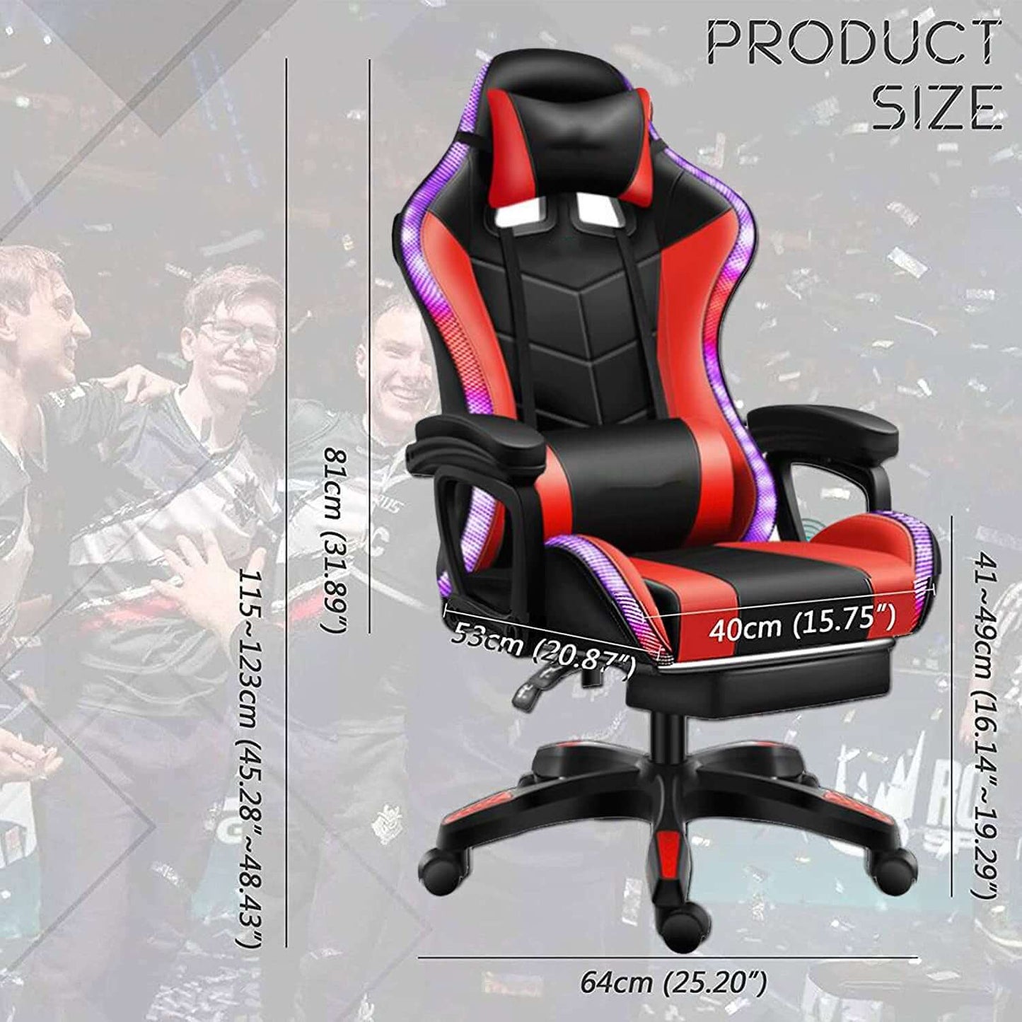 Gaming Chair with Footrest – RGB Gaming Chair with Speakers & Lights