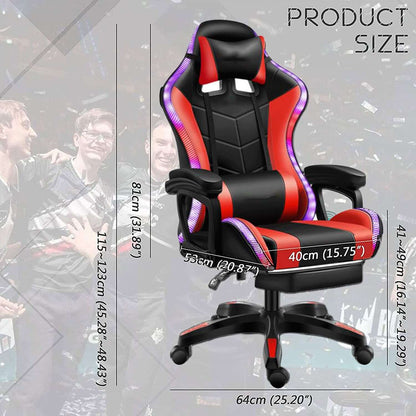 Gaming Chair with Footrest – RGB Gaming Chair with Speakers & Lights