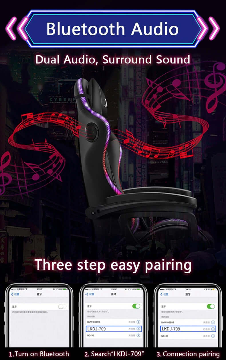 Gaming Chair with Footrest – RGB Gaming Chair with Speakers & Lights