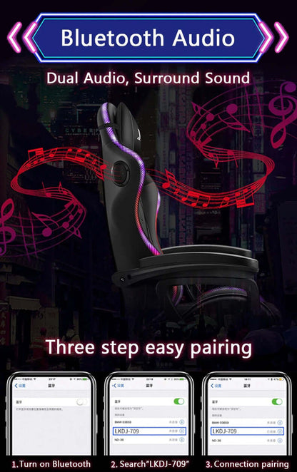 Gaming Chair with Footrest – RGB Gaming Chair with Speakers & Lights