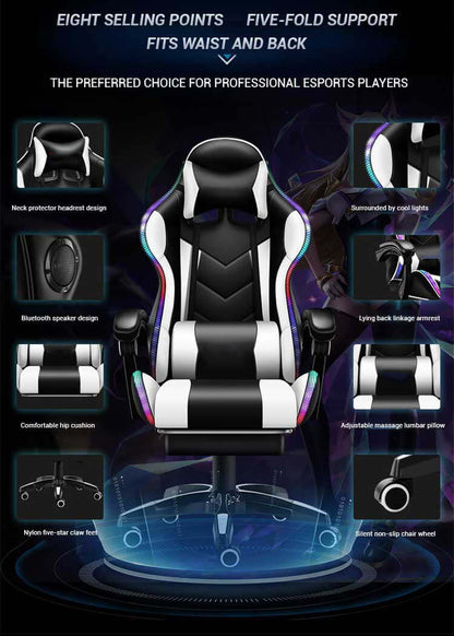 Gaming Chair with Footrest – RGB Gaming Chair with Speakers & Lights