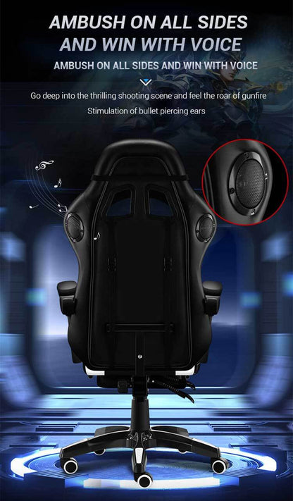 Gaming Chair with Footrest – RGB Gaming Chair with Speakers & Lights