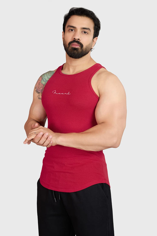 Ribbed Tank Red