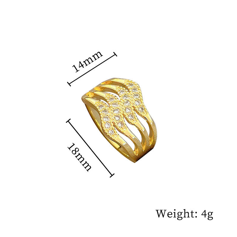 Regal Cascade Gold Crystal Adjustable Ring