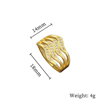 Regal Cascade Gold Crystal Adjustable Ring