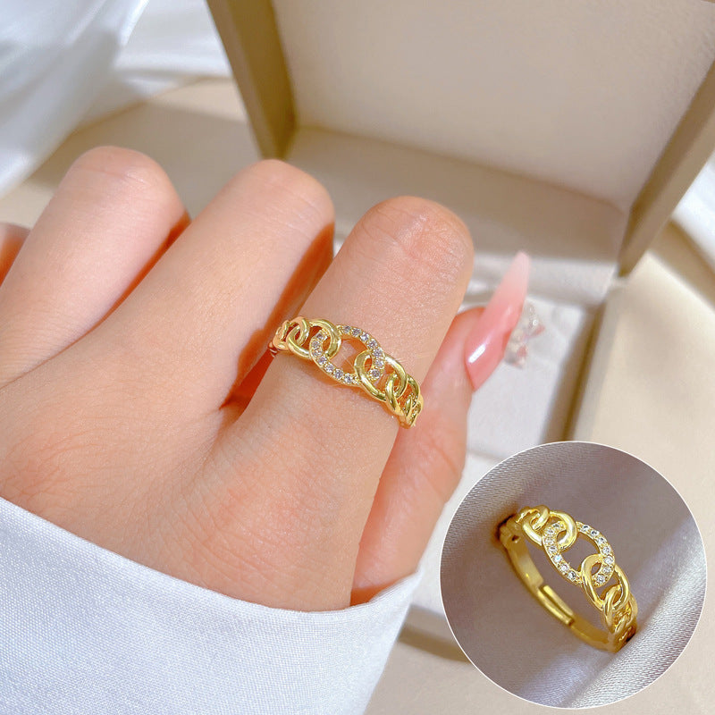 Aurora Link Gold Crystal Adjustable Ring