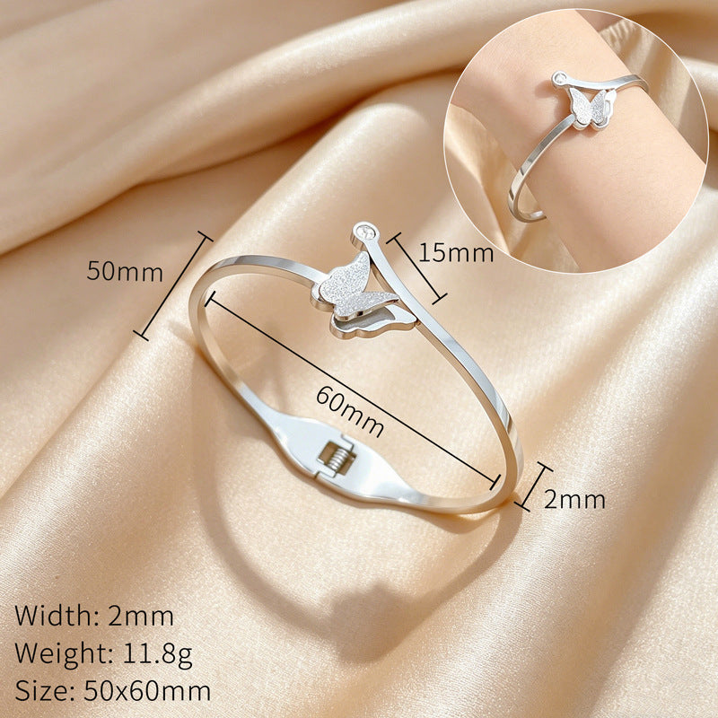 Silver Butterfly Bangle Bracelet