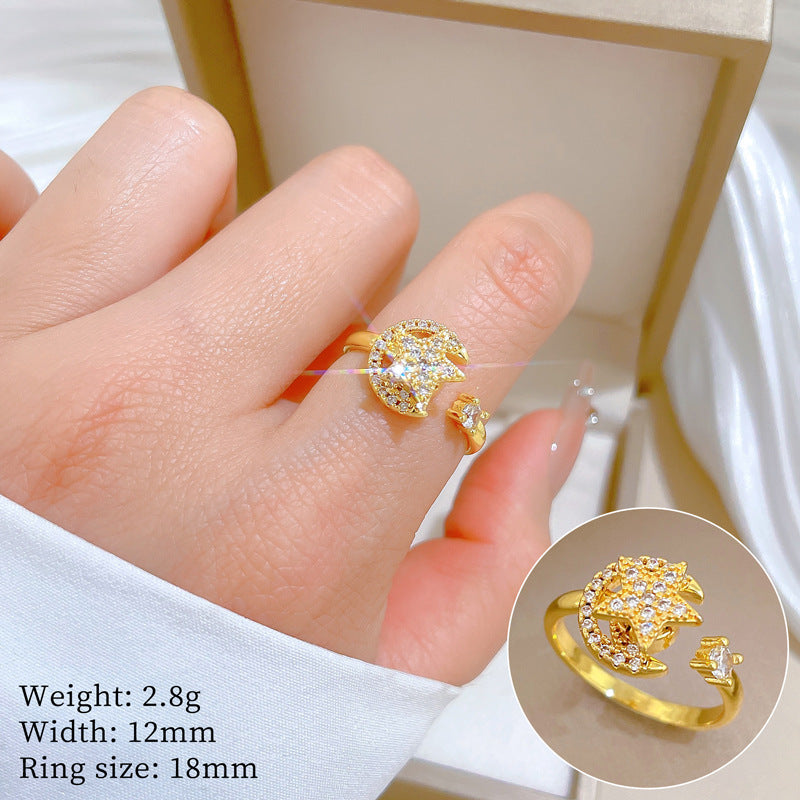 Luna Star Gold Crystal Adjustable Ring