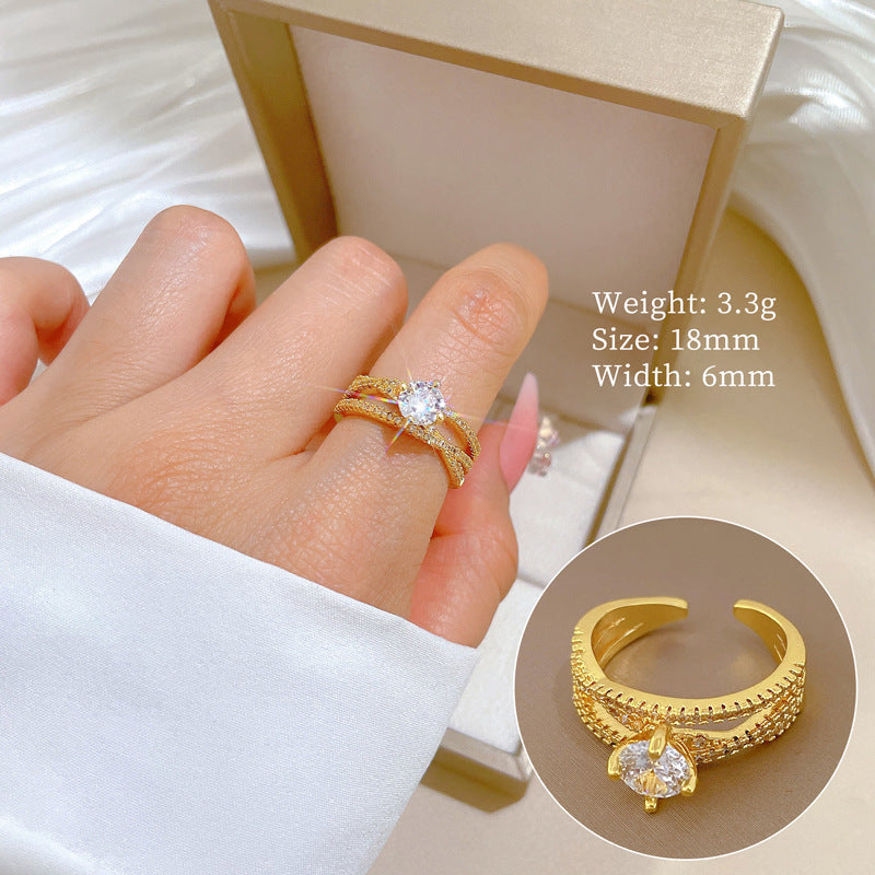 Eternal Radiance Gold Solitaire Crystal Adjustable Ring
