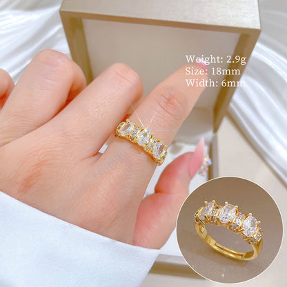 Aurora Luxe Gold Crystal Adjustable Ring