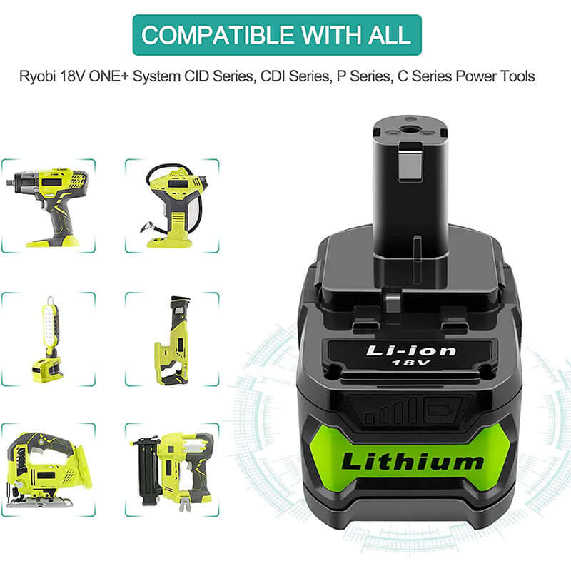 18V 4.0AH Li-ion Battery for RYOBI One Plus RB18L25 RB18L50 P108 P107 P104 - The Shopsite