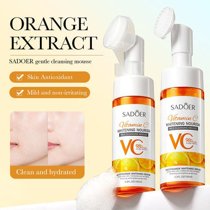 SADOER Vitamin C Cleansing Mousse with Soft Brush – 150ml