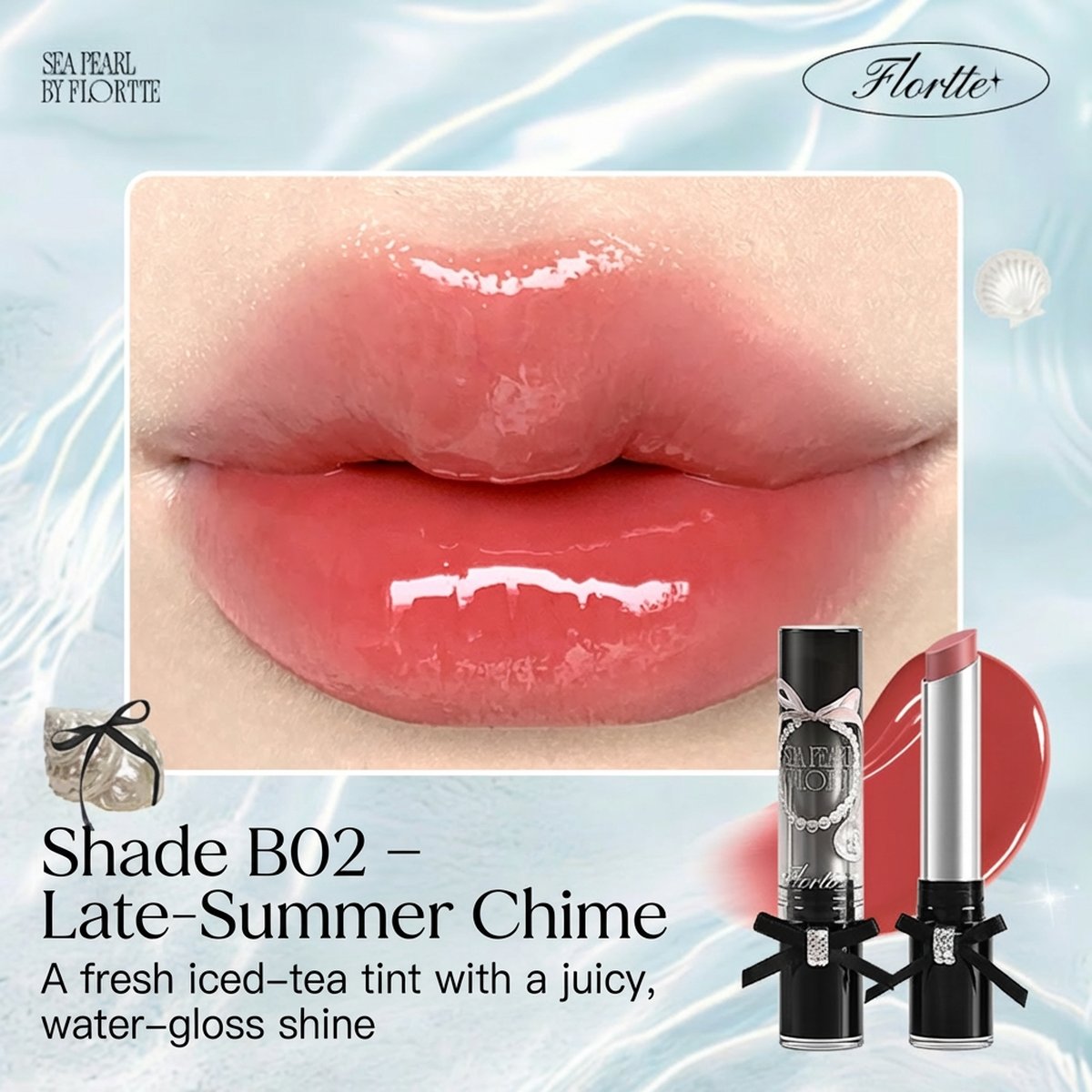 FLORTTE Sea Pearl Series Solid Lip Gloss Lip Stick