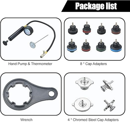 Universal Cooling System Radiator Pressure Tester Gasket Test Kit Leak Detector