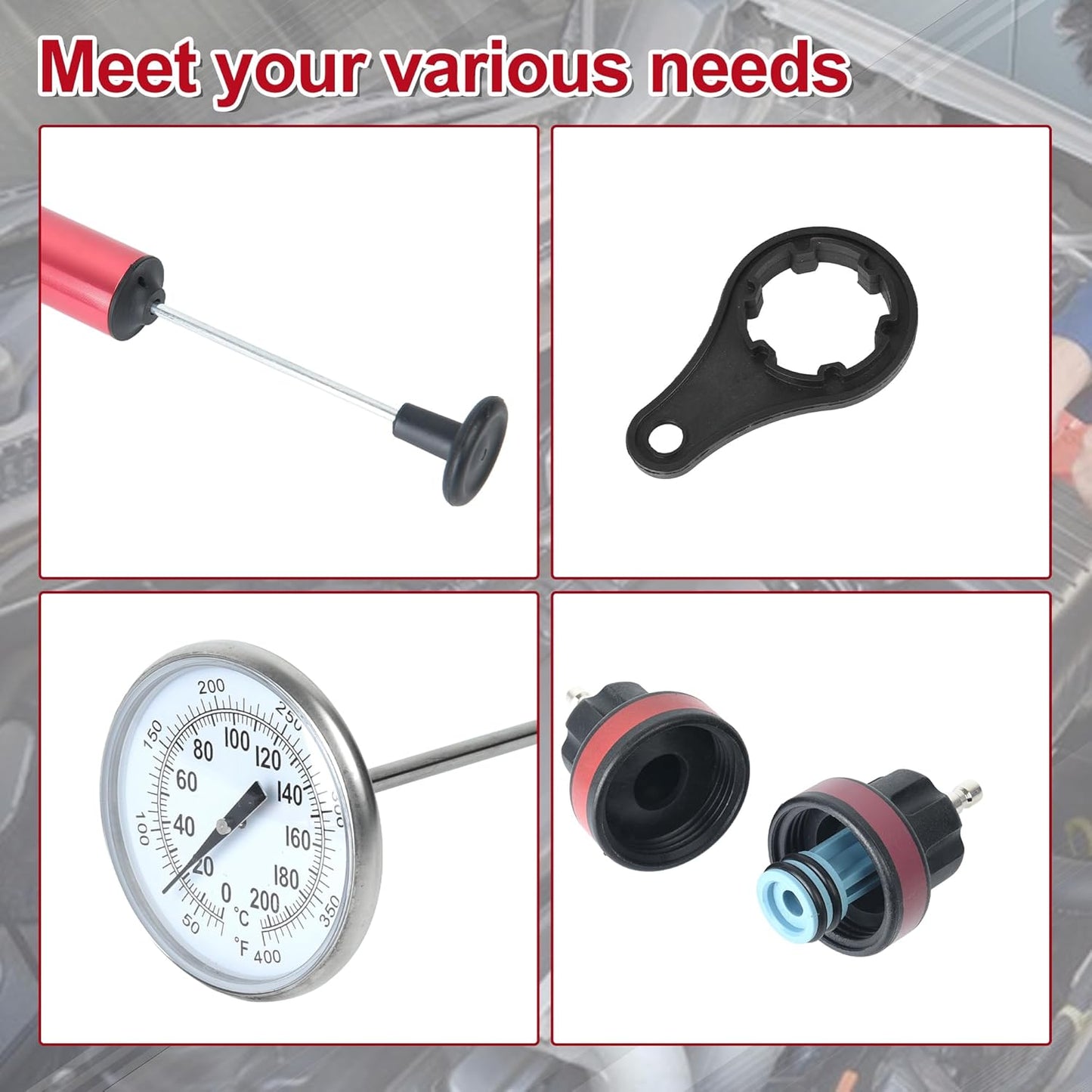 Universal Cooling System Radiator Pressure Tester Gasket Test Kit Leak Detector