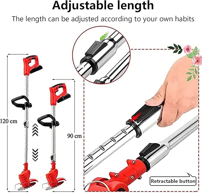 Electric Cordless Lawnmower Electric Rotary Lawn Mower, Close Edge Cutting, Rear Roller, Manual Height Adjust
