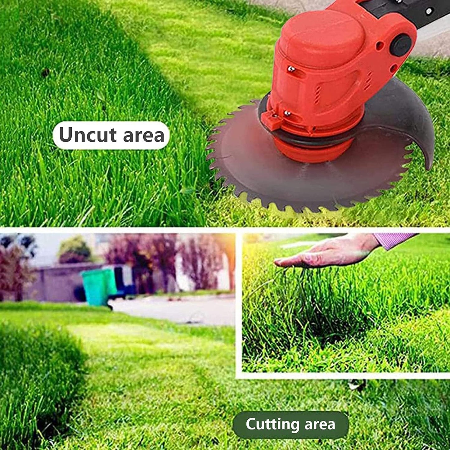 Electric Cordless Lawnmower Electric Rotary Lawn Mower, Close Edge Cutting, Rear Roller, Manual Height Adjust