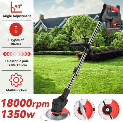 Electric Cordless Lawnmower Electric Rotary Lawn Mower, Close Edge Cutting, Rear Roller, Manual Height Adjust