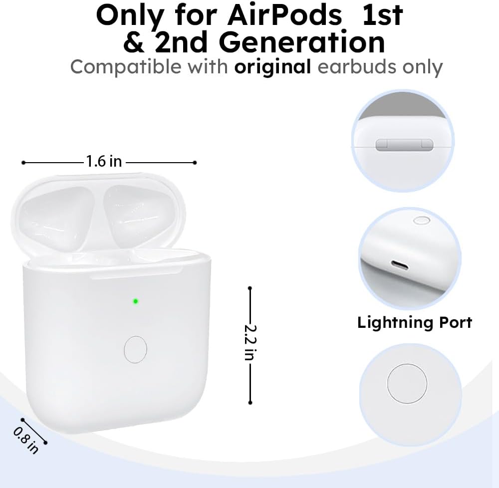 Replacement Wireless Charging Case for AirPods 1 & AirPods 2