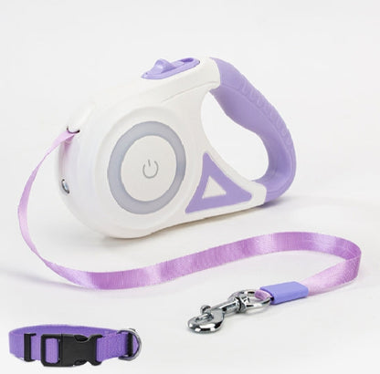 Retractable Dog Leash with LED Flashlight 360°Tangle Free Leash  with Collar