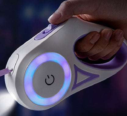 Retractable Dog Leash with LED Flashlight 360°Tangle Free Leash  with Collar