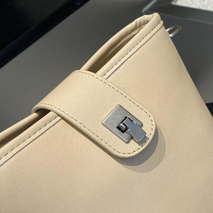 Retro Cube Cream Beige Leather Crossbody & Mini Bucket Shoulder Bag
