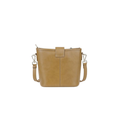 Retro Cube Olive Green Leather Crossbody & Mini Bucket Shoulder Bag