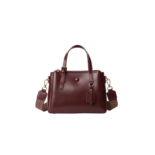 Leather Mini Tote Bag with Zipper–Crossbody Handbag for Women NZ | Retro Muse | Burgundy