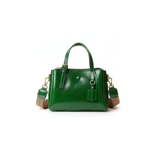 Leather Small Tote Bag with Zipper – Crossbody Handbag for Women NZ | Retro Muse | Forest Green